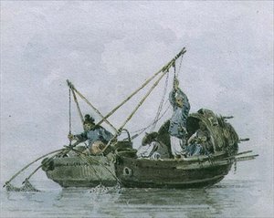 Chinese Vissers in een Dschunke door William Alexander