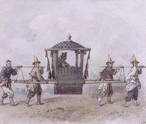 Chinese Dienaren die een Palankijn Dragen