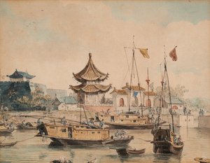 Chinese Scene (Tempel en Shinsan) door William Alexander