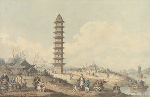 Stad van Lin Tsin, Shantung, met een Uitzicht op het Grote Kanaal door William Alexander