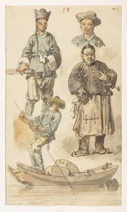 f.11 58 Studies van Chinezen, uit een Album van 372 tekeningen van landschappen, kustlijnen, kostuums en het dagelijks leven gemaakt tijdens Lord Macartney