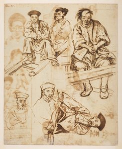 [f.57 140v Figurenstudies, Chinese mannen. 
