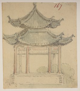 f.63 167 Tempel, uit een album van 372 tekeningen van landschappen, kustlijnen, kostuums en het dagelijks leven gemaakt tijdens Lord Macartney