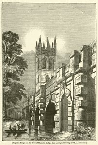 Magdalenbrug en de toren van Magdalen College door William Alfred Delamotte