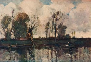 De oevers van de Loir, ca. 1900 door William Alfred Gibson