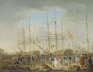 Huzaren die inschepen in Deptford door William Anderson