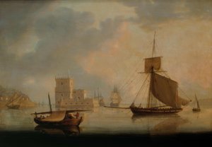 Marine cutter bij de Belem Toren aan de monding van de Taag door William Anderson