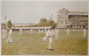 Cricket bij Lords door William Barnes (after) Wollen