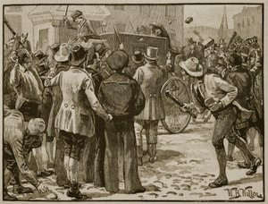 Aanval op Sir Charles Wetherell in Bristol, illustratie uit 
