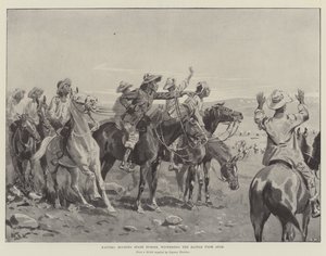 Kaffers, met reservepaarden, getuige van de slag van veraf door William Barnes Wollen