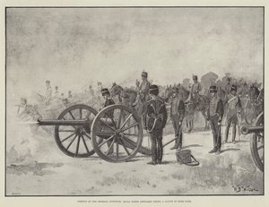 Opening van het Imperial Institute, Royal Horse Artillery vuurt een saluut in Hyde Park