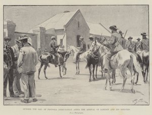 Buiten de Gevangenis in Pretoria onmiddellijk na de Aankomst van Jameson en zijn Officieren door William Barnes Wollen
