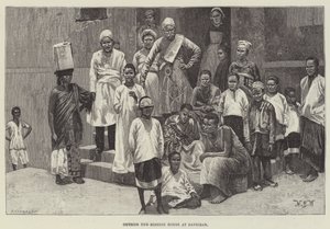 Buiten het missiehuis in Zanzibar door William Barnes Wollen