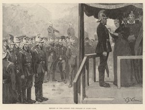 Review van de Londense Brandweer in Hyde Park door William Barnes Wollen