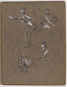 Studies voor het olieverfschilderij, ?De vlag: Albuhera, 16 mei 1811? door William Barnes Wollen