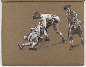 Studie voor het olieverfschilderij door William Barns Wollen, De Slag bij Lexington 1775