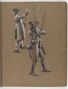 Studie voor het olieverfschilderij De Slag bij Lexington 1775 door William Barnes Wollen