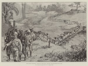 De Ashanti-expeditie, passage van de Houssa-artillerie over de rivier Busum Prah door William Barnes Wollen