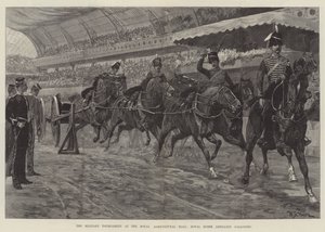 Het Militaire Toernooi in de Royal Agricultural Hall, Royal Horse Artillery in galop