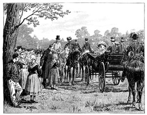 De koningin op het feest in het bos van St Germain, Frankrijk door William Barnes Wollen