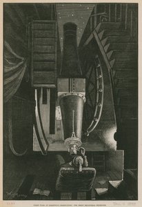 Nachtwerk bij het Greenwich Observatorium; De grote Equatoriale Telescoop door William Bazett Murray
