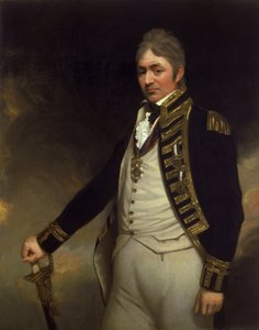 Portret van schout-bij-nacht Sir Thomas Troubridge (ca. 1758-1807), met de Saint Vincent en Nijl medailles door William Beechey