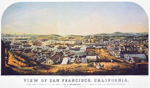 Uitzicht op San Francisco, Californië, vanaf Telegraph Hill, april 1850 door William Birch McMurtrie
