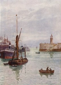 In de haven van Ramsgate (kleur litho) door William Biscombe Gardner