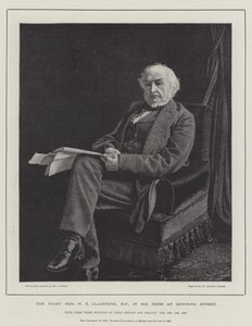 De Zeer Eerwaarde W E Gladstone, MP, in zijn Kamer in Downing Street door William Biscombe Gardner