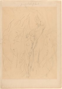Een engel die een dochter van de mensen de geheimen van de zonde leert door William Blake
