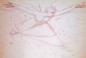 Engel wandelend, tekening door William Blake (1757-1827) door William Blake