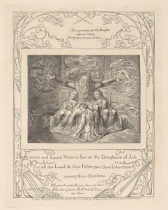 Boek van Job, plaat 20, Job en zijn dochters door William Blake