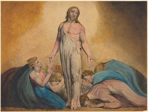 Christus verschijnt aan zijn discipelen na de opstanding, ca. 1795 (prent met aquarel en tempera)