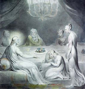 Christus in het huis van Martha en Maria of De Berouwvolle Magdalena door William Blake