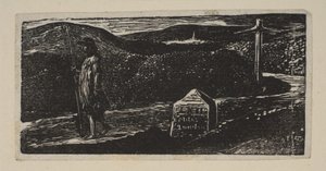 Colinets reis, mijlpaal gemarkeerd LXII mijlen naar Londen, uit Thorntons Pastorals door William Blake