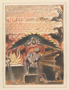 Sein Gespenst getrieben von den Sternenrädern der Söhne Albions... (Platte 6) door William Blake