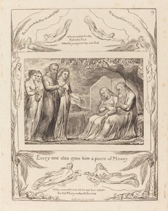 Job Accepteert Liefdadigheid door William Blake