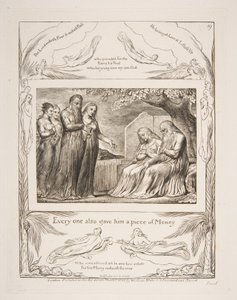 Job aanvaardt liefdadigheid, uit Illustraties van het Boek Job door William Blake