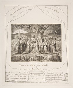 Job en zijn familie, uit Illustraties van het Boek Job, 1825-26 door William Blake