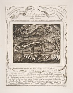 Jobs Kwade Dromen, uit Illustraties van het Boek Job, 1825-26 door William Blake