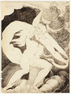 Naaktfiguur van een Man met Brandende Fakkel door William Blake