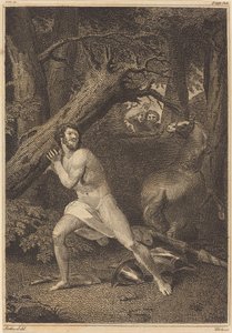 Orlando in Woede Bomen Uittrekkend, 1783 door William Blake