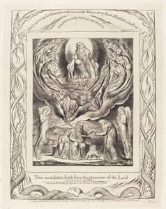 Satan vertrekt uit de aanwezigheid van de Heer door William Blake
