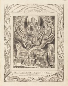 Satan vertrekt uit de aanwezigheid van de Heer door William Blake