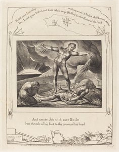 Satan slaat Job met zweren door William Blake