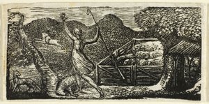 Herder verjaagt wolf, uit 