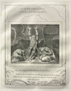 Het boek Job: Nr. 8, Laat de dag vergaan waarop ik geboren ben, 1825 door William Blake