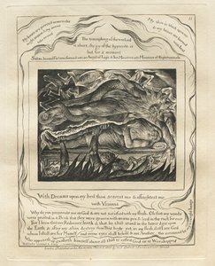 Het Boek van Job: Pl. 11, Met dromen op mijn bed verschrik je mij en beangstig je mij met visioenen door William Blake