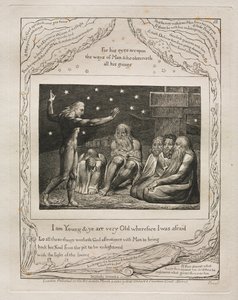 Het Boek Job: Pl. 12, Ik ben Jong en jullie zijn heel Oud daarom was ik bang door William Blake