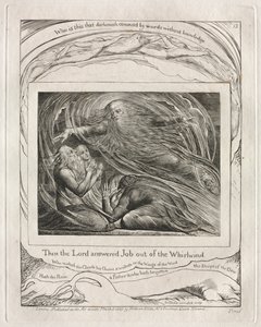 Het Boek Job: Pl. 13, Toen antwoordde de Heer Job uit de Wervelwind door William Blake